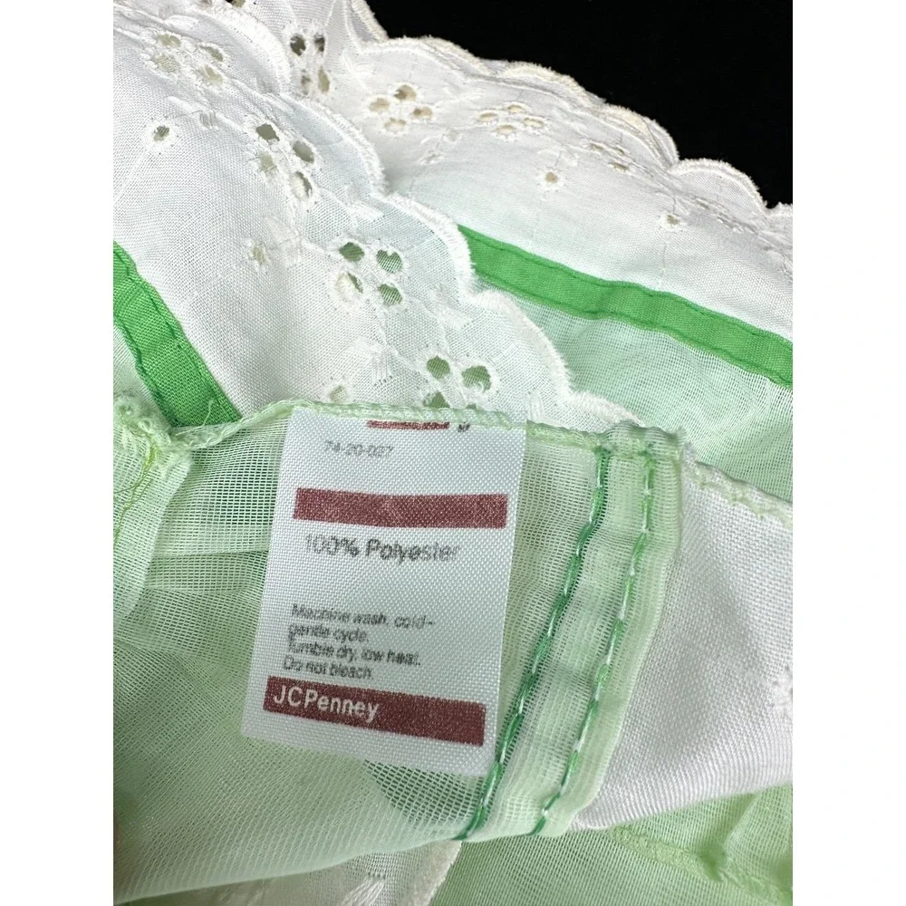 Vintage JC PENNEY Green Curtain Set Panels Valance Tie Backs Irish Cottage Core
